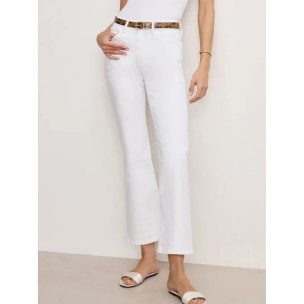 Like New! Good American Good Legs Crop Mini Boot Jeans in White Size 12